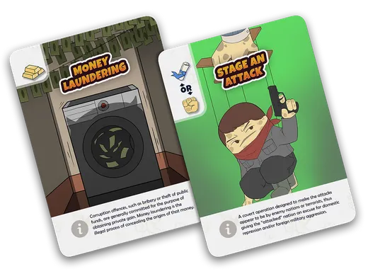 Tatorship action cards showing Wealth, Knowledge and Force